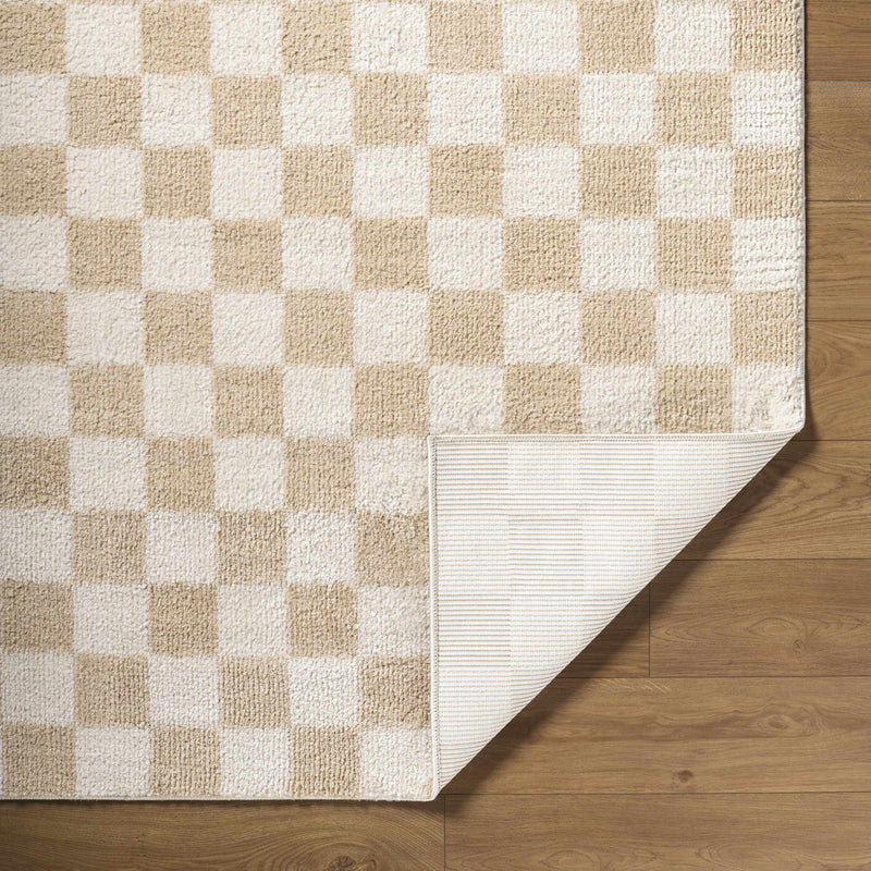 Canika Checkered Cream Washable Area Rug