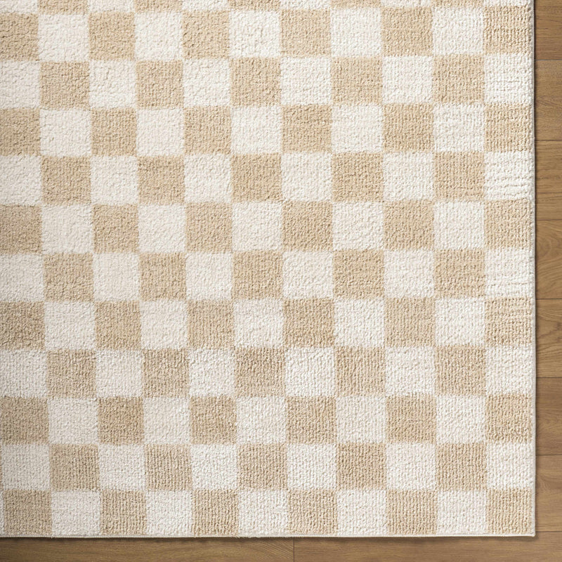 Canika Checkered Cream Washable Area Rug