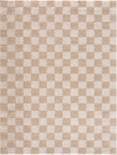 Canika Checkered Cream Washable Area Rug