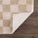 Canika Checkered Cream Washable Area Rug