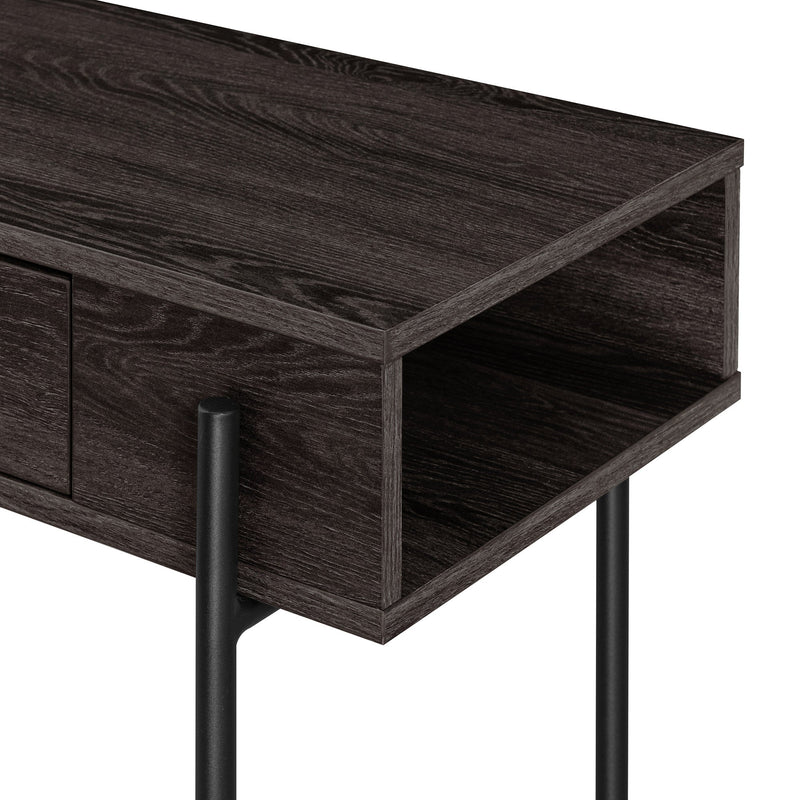 Modern Minimalist Metal and Wood 1-Drawer Entry Table