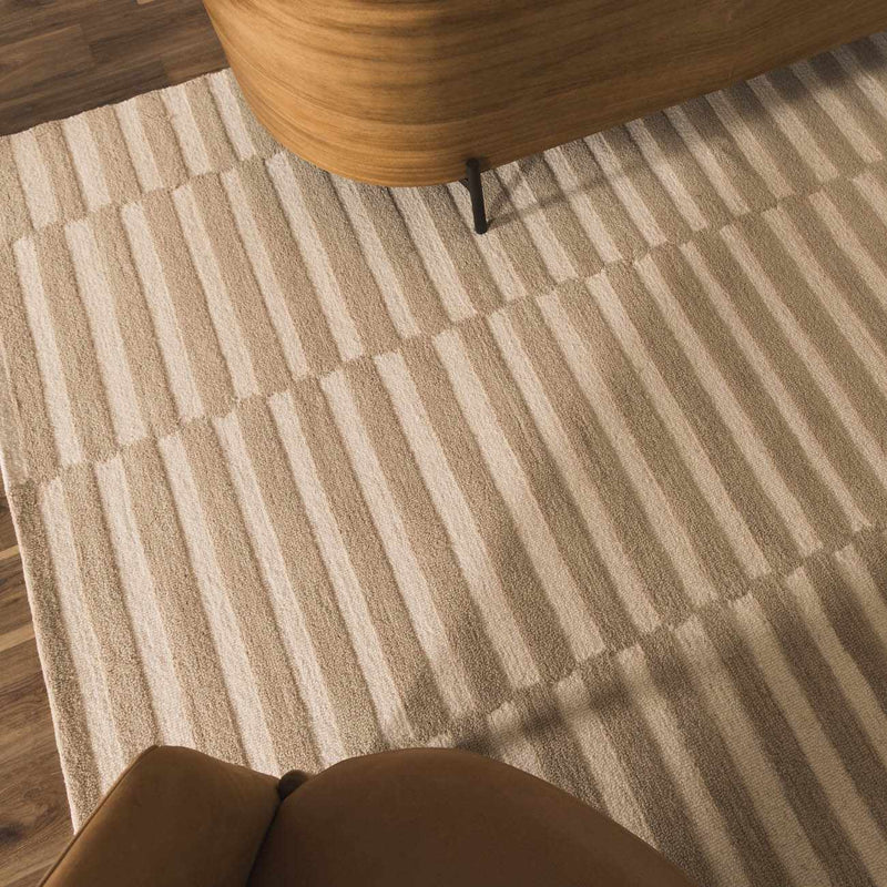 Idaho Broken-Striped Beige Area Rug | Our PNW Home X Livabliss