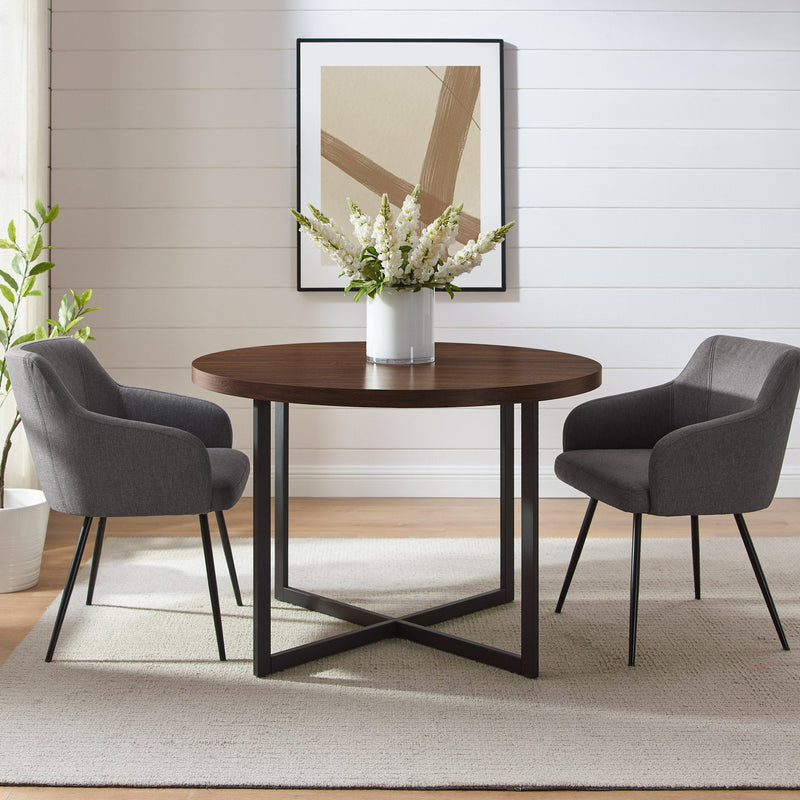 Connor 42" Metal and Wood Modern Round Dining Table