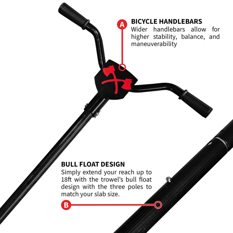 30" Portable Honda Concrete Power Trowel with 18ft Bull Float Handle GX35