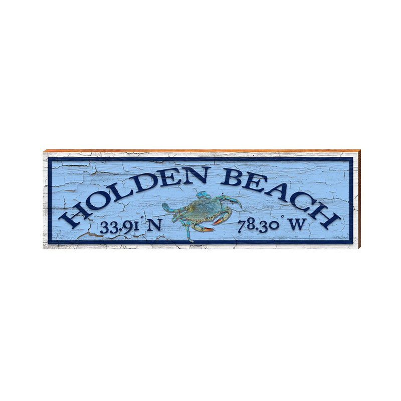 Holden Beach Blue Crab Blue Latitude Longitude | Real Wood Art Print