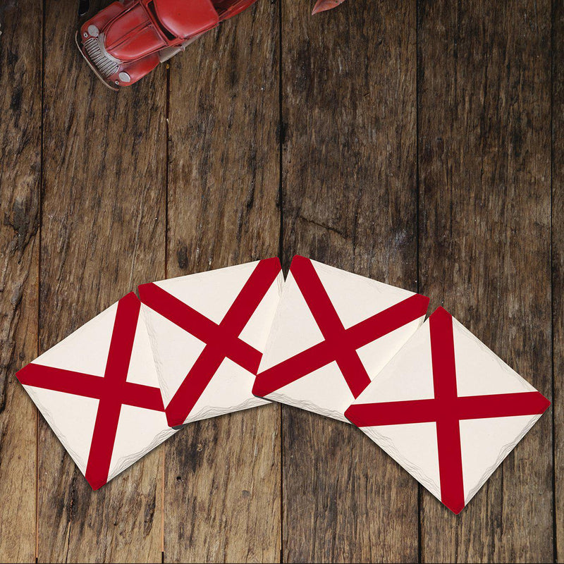Alabama State Flag Coasters | Drink Coaster Set of 4 | Absorbent Ridged Ceramic with Cork Backing