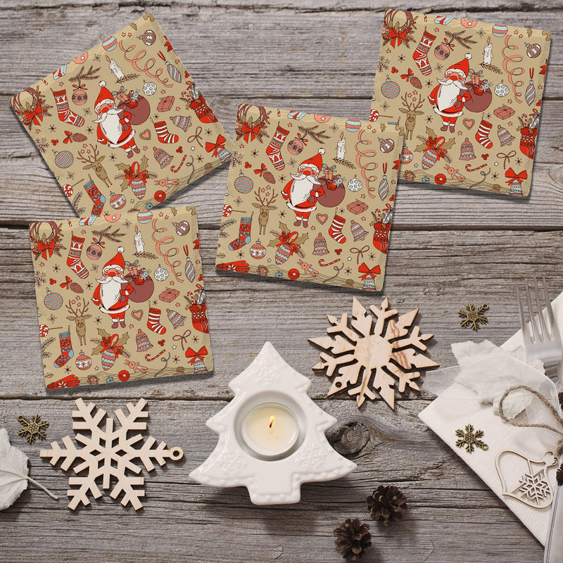 Holiday Christmas Santa | Drink Coaster Set