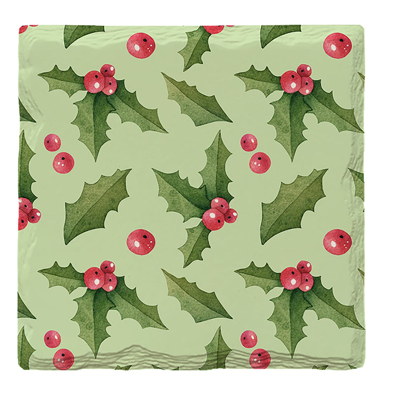 Holiday Christmas Holly | Drink Coaster Set