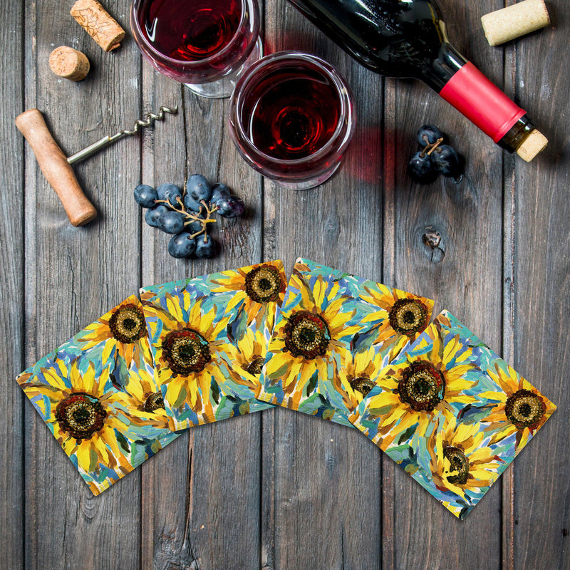 Sunflower Painting | Drink Coaster Set