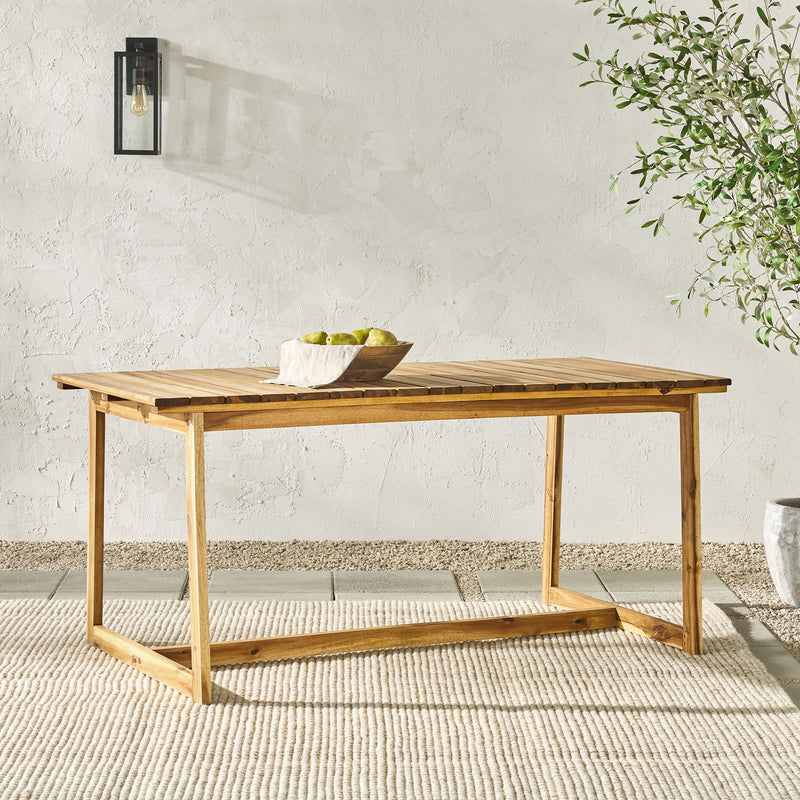 Cologne Modern Solid Wood Slat-Top Outdoor Dining Table