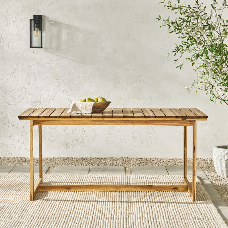 Cologne Modern Solid Wood Slat-Top Outdoor Dining Table