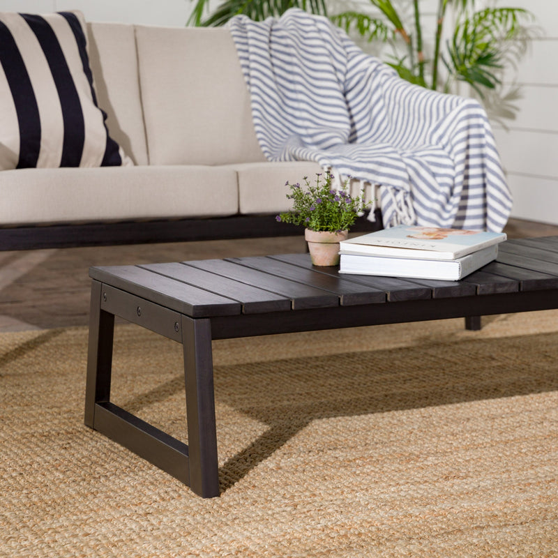 Cologne Modern Solid Wood Outdoor Slat-Top Coffee Table