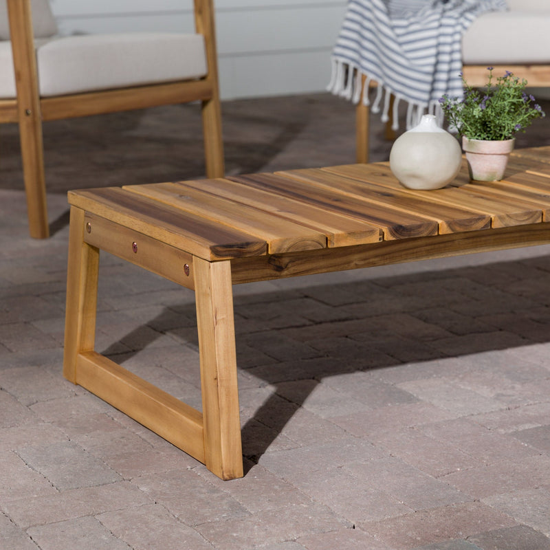 Cologne Modern Solid Wood Outdoor Slat-Top Coffee Table