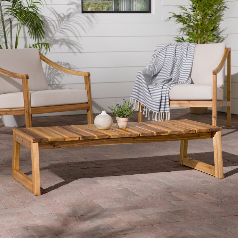 Cologne Modern Solid Wood Outdoor Slat-Top Coffee Table