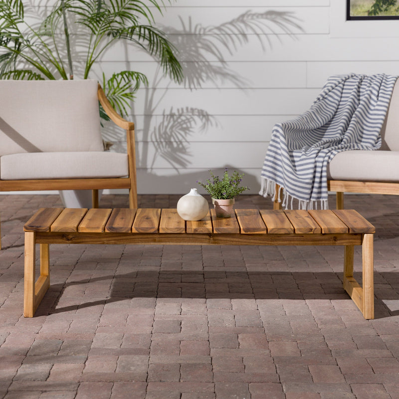 Cologne Modern Solid Wood Outdoor Slat-Top Coffee Table