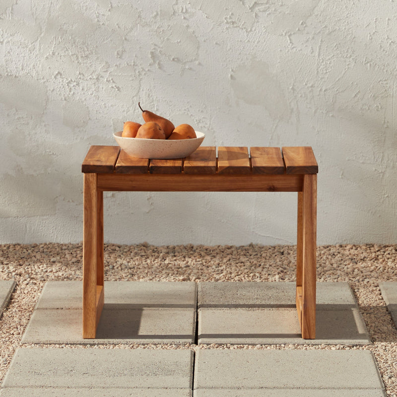 Cologne Modern Solid Wood Slat-Top Outdoor Square Side Table