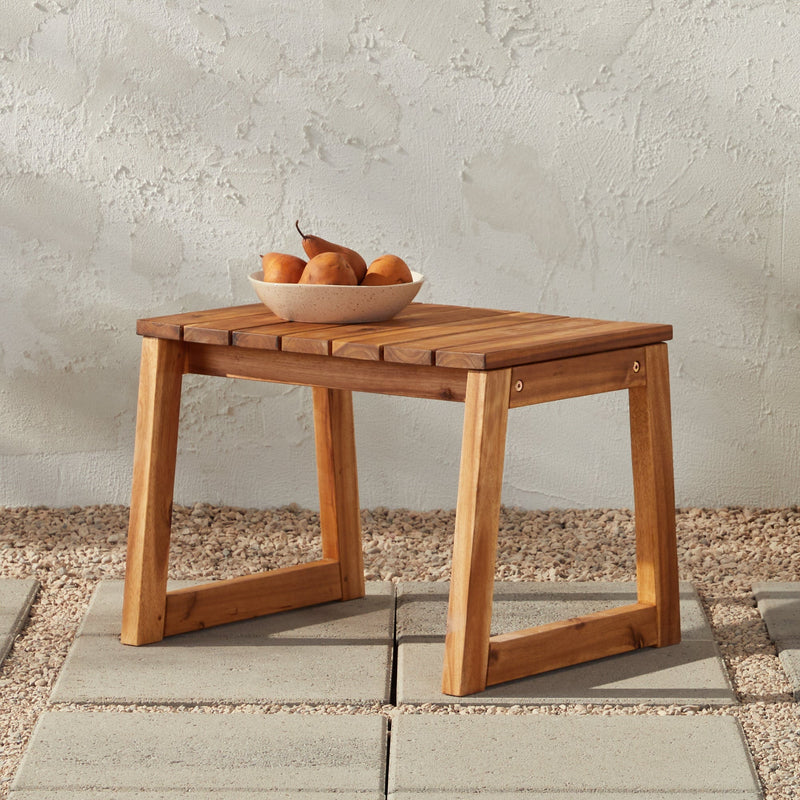 Cologne Modern Solid Wood Slat-Top Outdoor Square Side Table