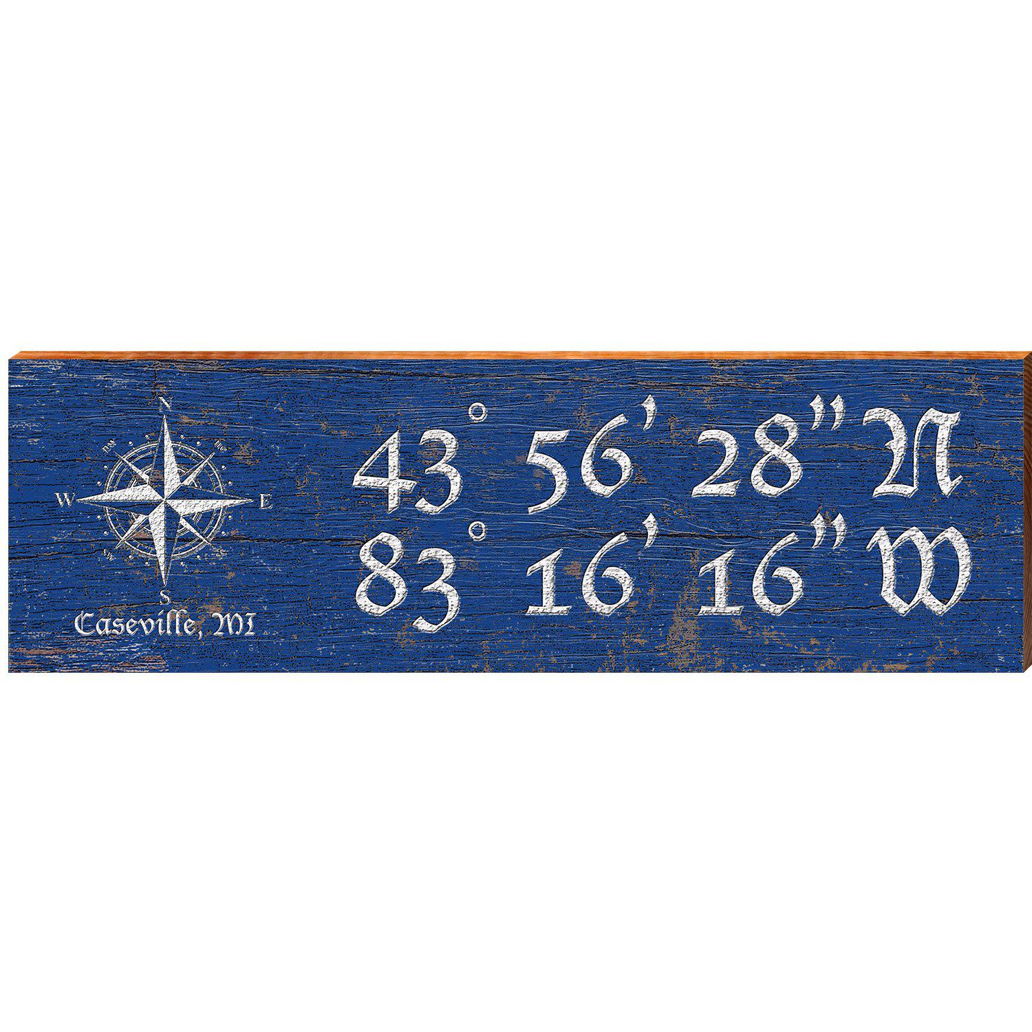 Caseville, MI Compass Navy Latitude Longitude | Wall Art Print on Real
