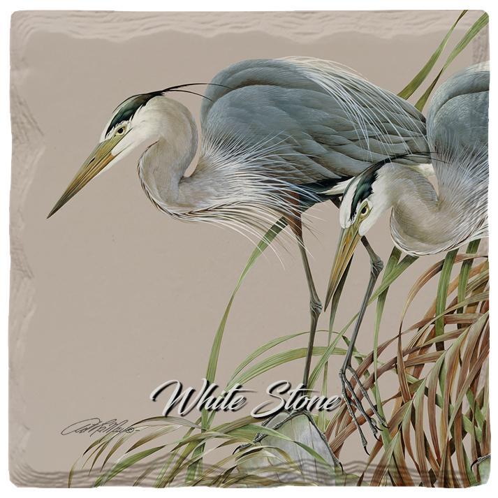 White Stone Art Lamay Heron Coaster Set