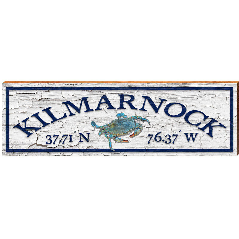 Kilmarnock Blue Crab White Latitude Longitude | Wall Art Print on Real Wood