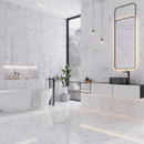 Bright White with Gray 24x48 Polished Porcelain Large Format Tile (2 pack, 15.5 sq ft/case)