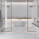 Bright White with Gray 24x48 Polished Porcelain Large Format Tile (2 pack, 15.5 sq ft/case)