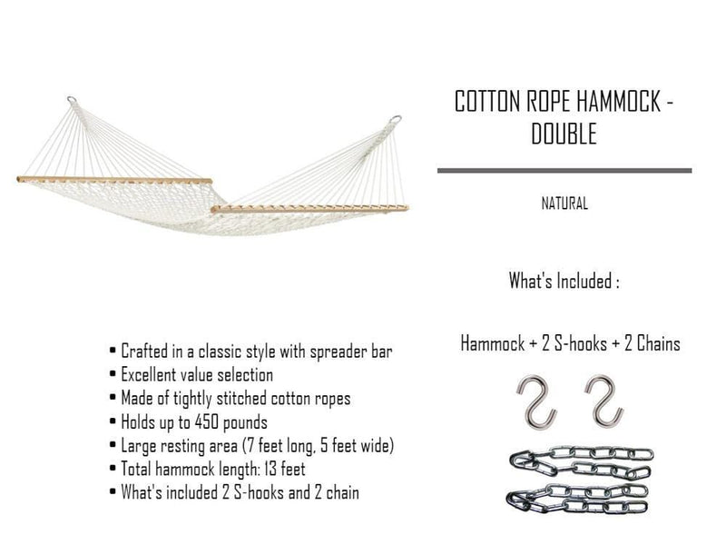 Cotton Rope Hammock with 3-Beam Stand