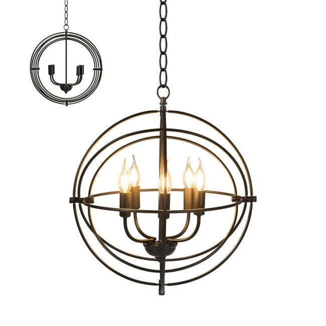 5 Light Brass Rustic Industrial Rotating Metal Chandelier, photo 3 of 4