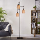 3-Head Boho Rattan Floor Lamp