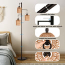 3-Head Boho Rattan Floor Lamp