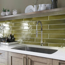 Olive Green 2.6x16 Glossy Ceramic Subway Tile (38 pack, 10.76 sq ft/case)