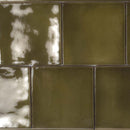 Olive Green 4x4 Glossy Square Ceramic Tile (60 pack, 6.46 sq ft/case)