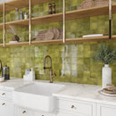 Olive Green 4x4 Glossy Square Ceramic Tile (60 pack, 6.46 sq ft/case)