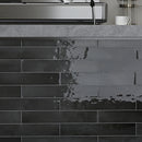 Black 2.6x16 Glossy Ceramic Subway Tile (38 pack, 10.76 sq ft/case)