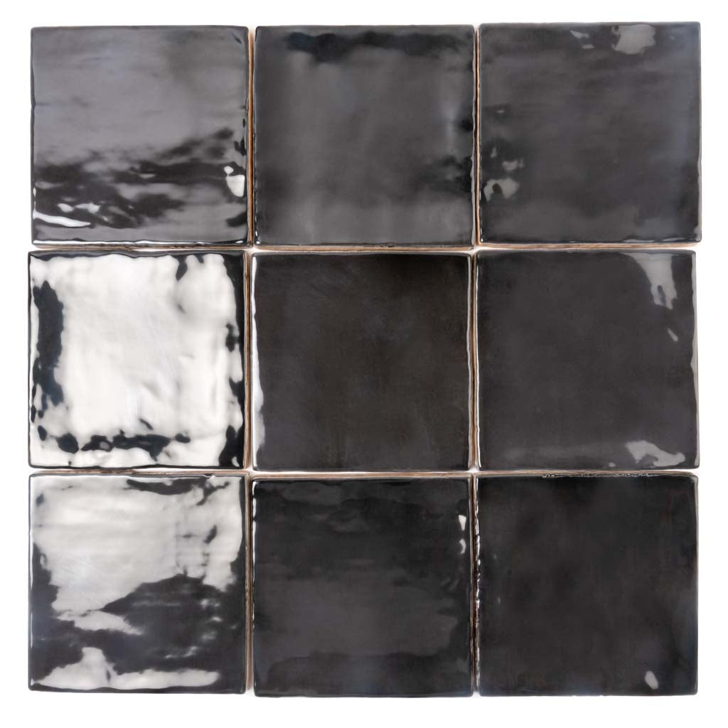 Black 4x4 Glossy Square Ceramic Tile (50 pack, 5.38 sq ft/case), photo 5 of 11