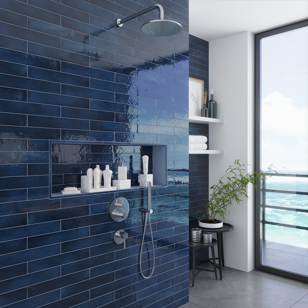 Navy Blue 0.5x8 Glossy Ceramic Pencil Tile Trim (10 pack, 0.3 sq ft/case), photo 2 of 8