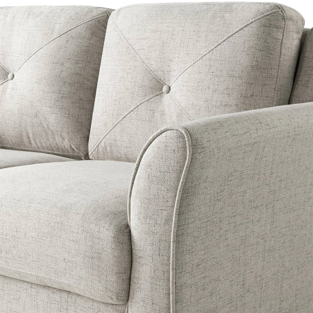 Modern Upholstered Loveseat Sofa in Cream Microfiber with Button Tufted Cushions, photo 3 of 5