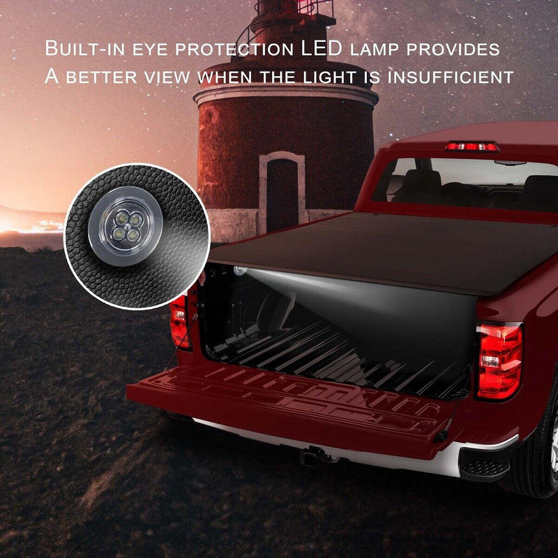 5.8' 4 Fold Soft Tonneau Cover Truck Bed 14-18 Chevy GMC Silverado Sierra