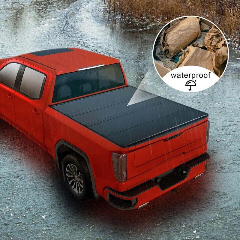 5.5Ft 4-Fold Hard Tonneau Cover w/Light Truck Bed for 2015-2022 Ford F150