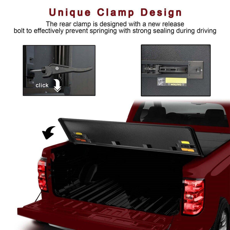 5.5Ft 4-Fold Hard Tonneau Cover w/Light Truck Bed for 2015-2022 Ford F150