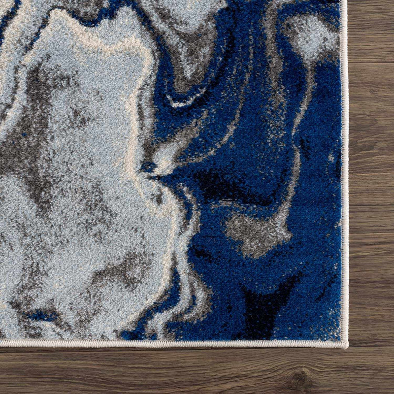 Glendon Cream Blue Marble Rug