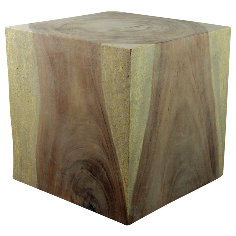 Haussmann® Wood Cube Table 18 in SQ x 18 in High Hollow inside Grey Oil