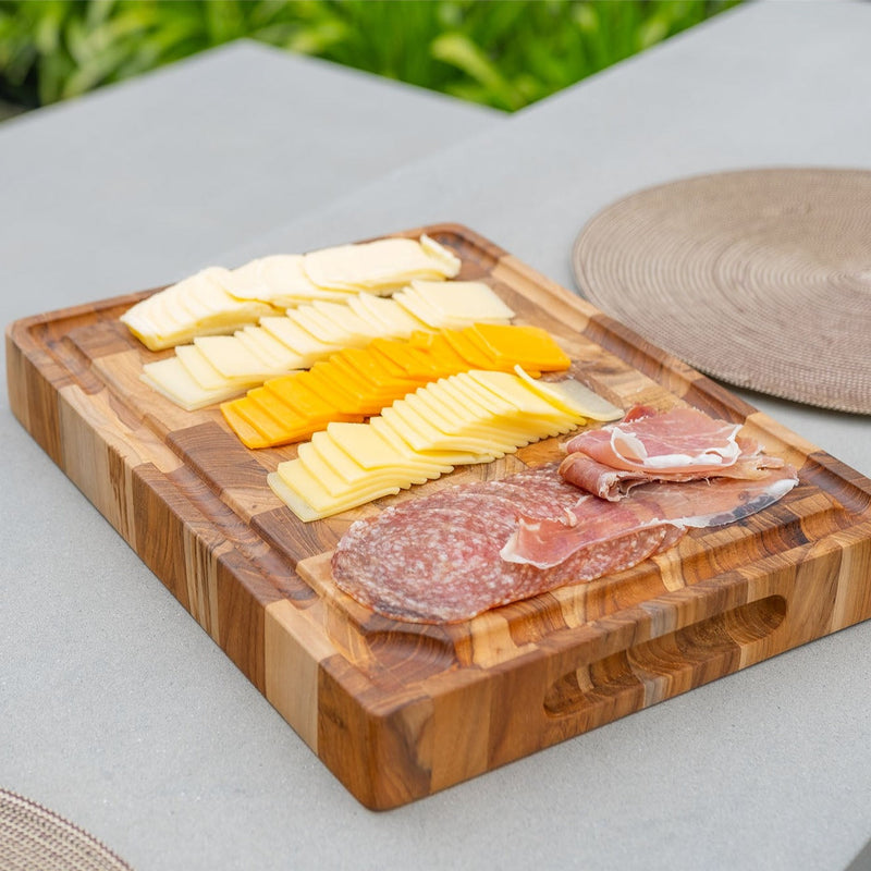 Adobe Checkered Teak Cutting Board - 15"