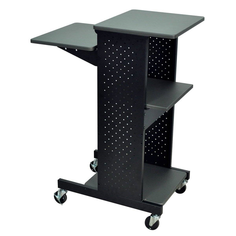 Dark Grey Metal Multifunction Mobile Stand-Up Computer Desk Workstation