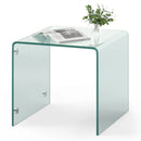 C-Shaped End Table Modern Tempered Glass Side Table with Shelf by LJGDeals