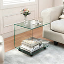 C-Shaped End Table Modern Tempered Glass Side Table with Shelf by LJGDeals