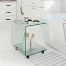 C-Shaped End Table Modern Tempered Glass Side Table with Shelf by LJGDeals