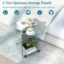 C-Shaped End Table Modern Tempered Glass Side Table with Shelf by LJGDeals