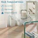 C-Shaped End Table Modern Tempered Glass Side Table with Shelf by LJGDeals