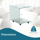 C-Shaped End Table Modern Tempered Glass Side Table with Shelf